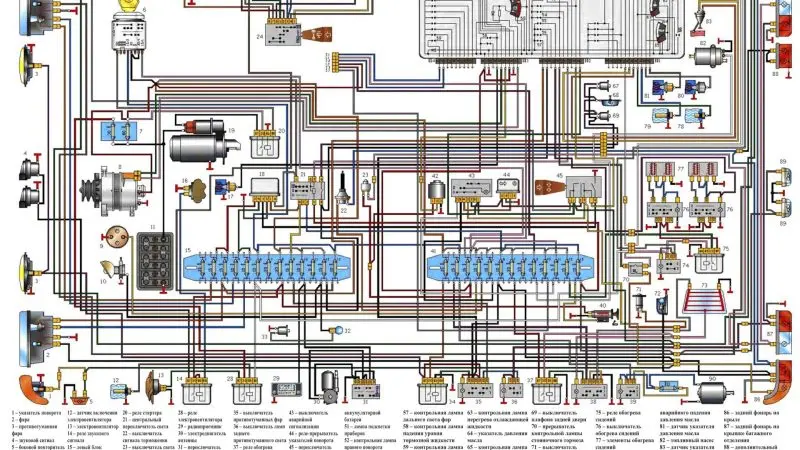 Электрическая схема автомобиля ГАЗ 3110 с двигателем 406